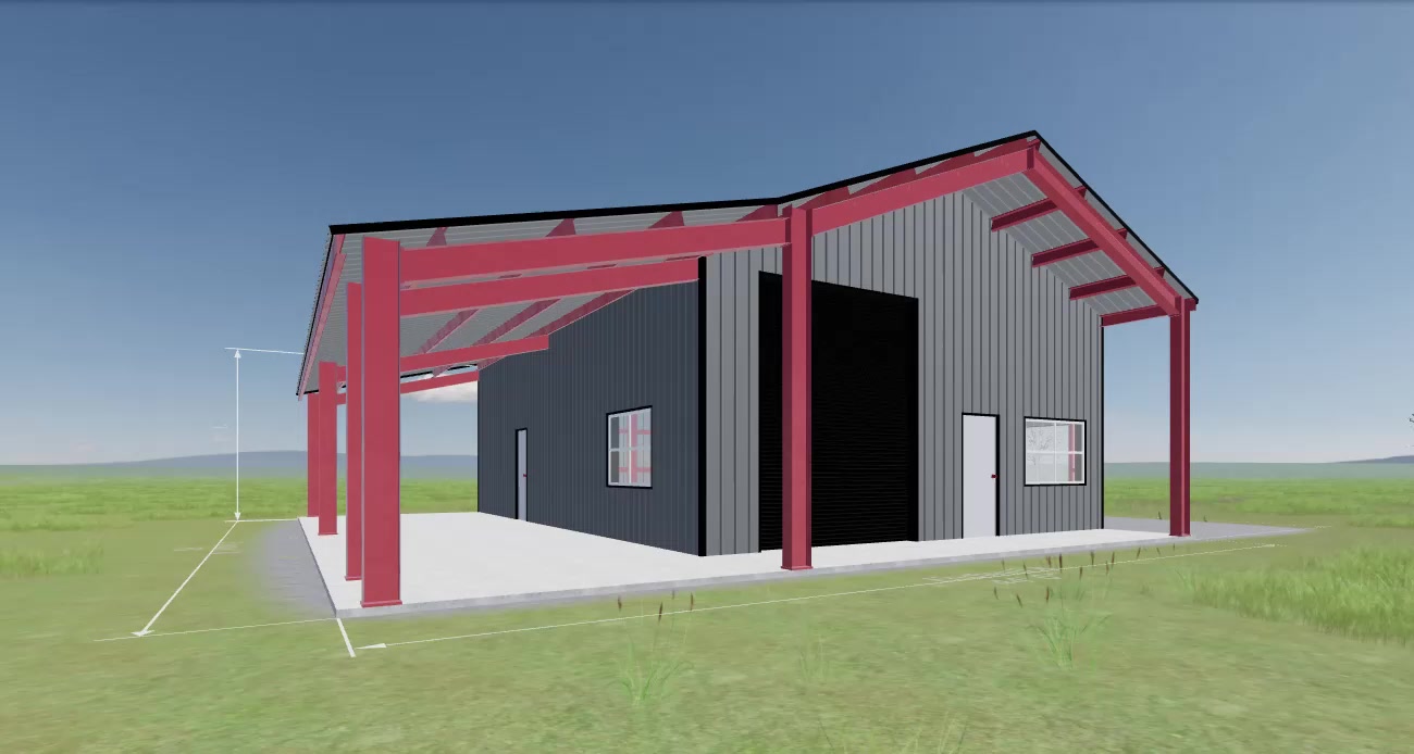 Red Iron rigid-frame steel building